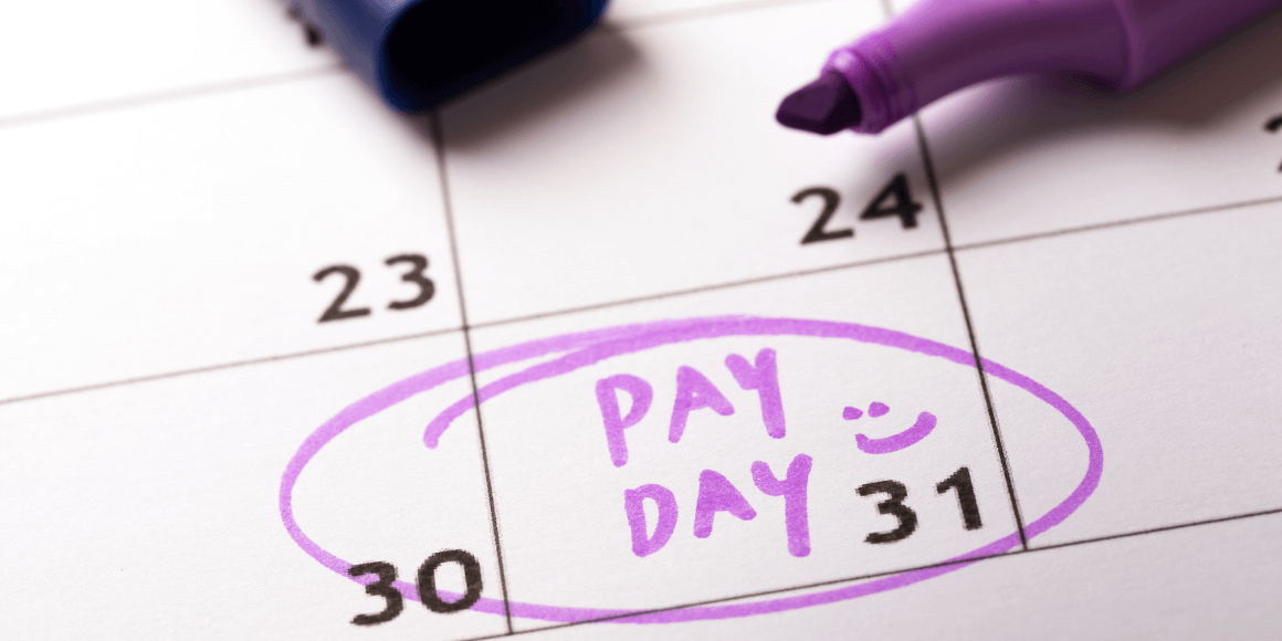 Pay day circled on a calendar